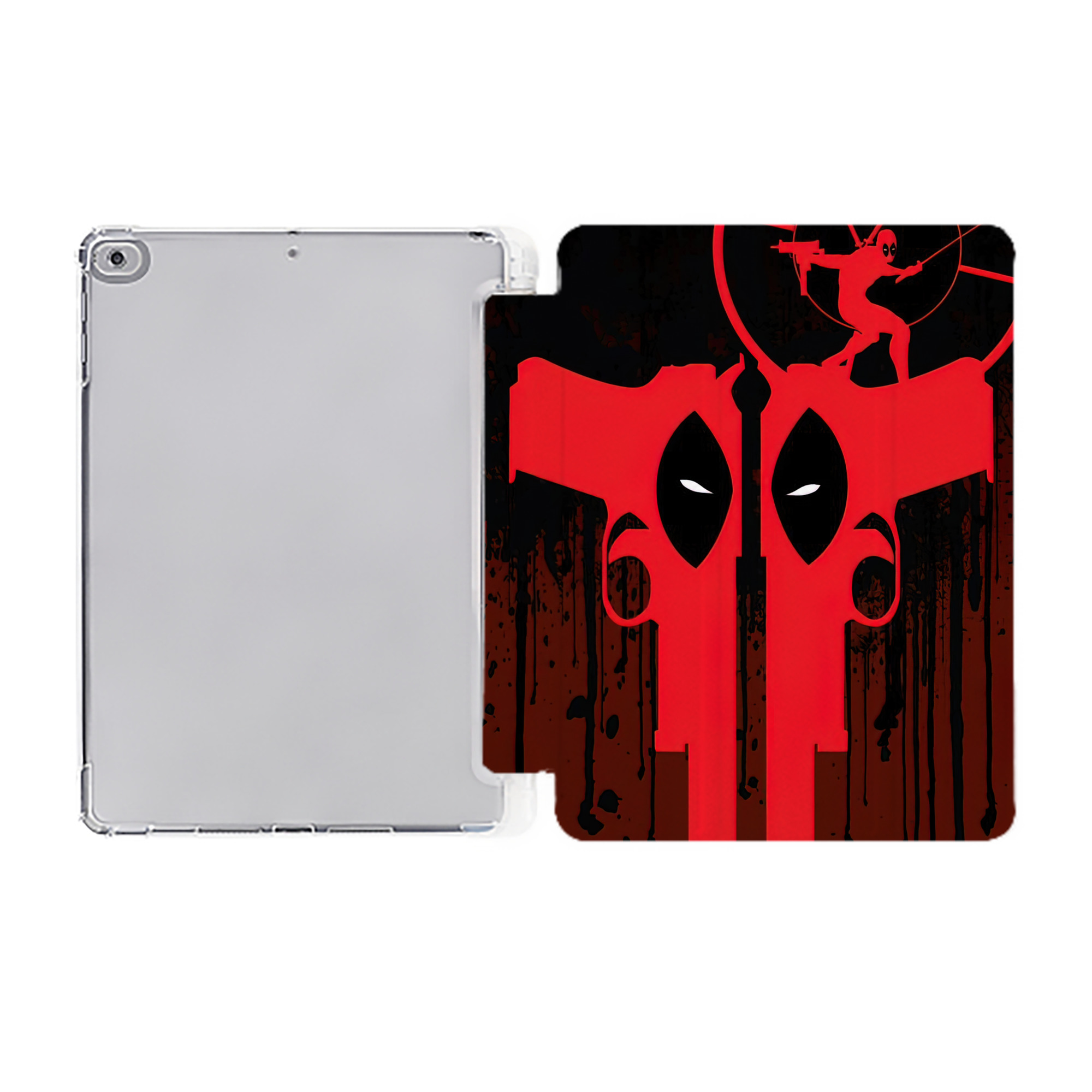 （画像用） Deadpool デッドプール IPad ケース ペン収納付き 三つ折りスタンド PUレザー×シリコン 対応機種9.5/10.5/10.9インチ